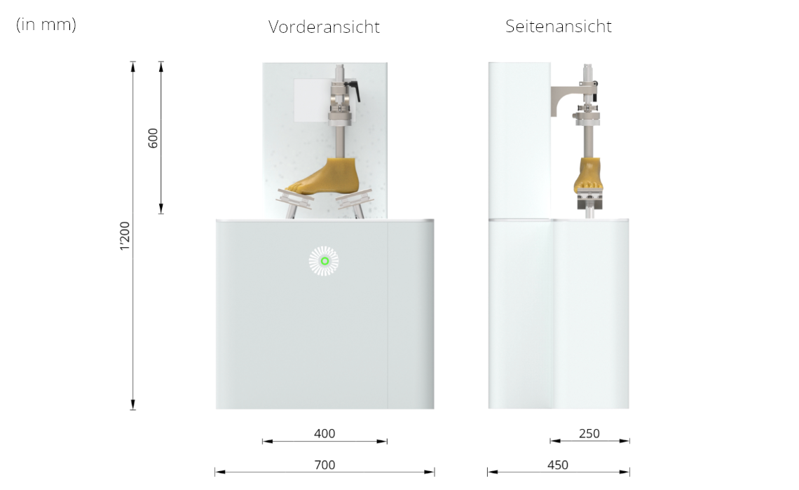 Fuss Prothesen Prüfmaschine Dimensionen